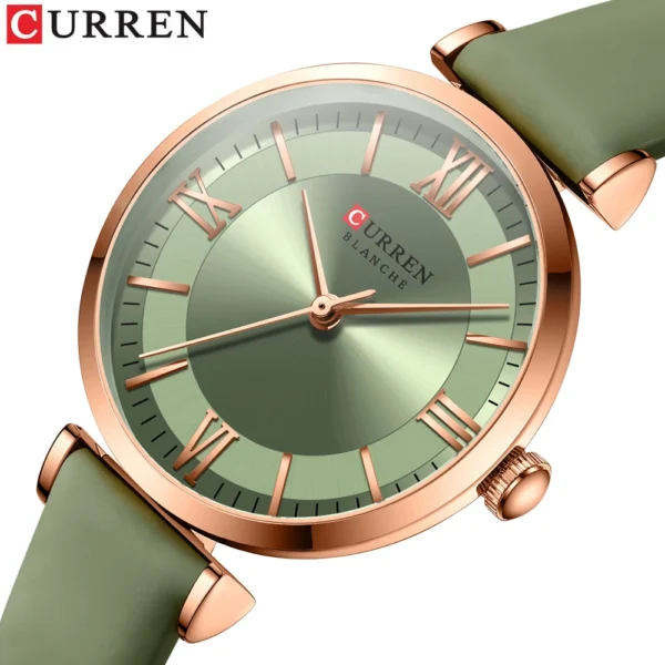 Relógio Curren Feminino Luxo Couro Quartzo Elegante 9079