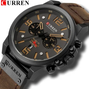 Relógio Curren Masculino Luxo Cronógrafo Quartzo Couro 8314