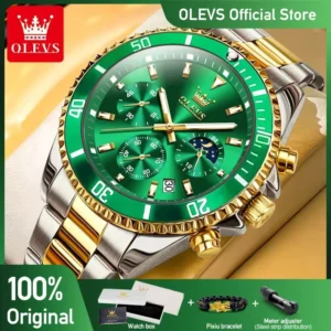 Relógio OLEVS Masculino Luxo Cronógrafo Aço Inoxidável 2870