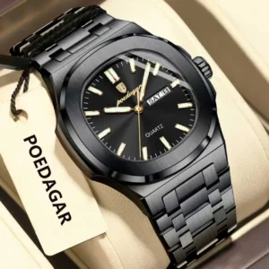 Relógio Poedagar Masculino Luxo Quadrado Quartzo 853-BK